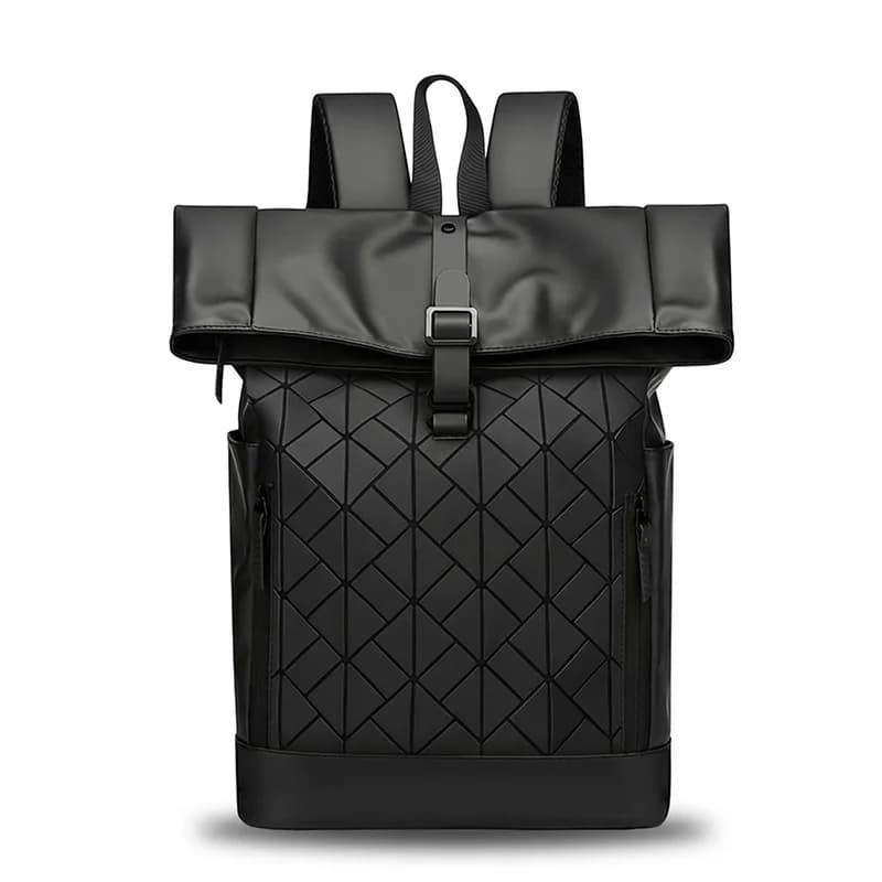 Zaino Impermeabile per Laptop da Uomo 15.6 Pollici, Borsa da Viaggio per Affari, Grande Capacità, Chiusura Roll Top, Borsa per Computer Scolastica
