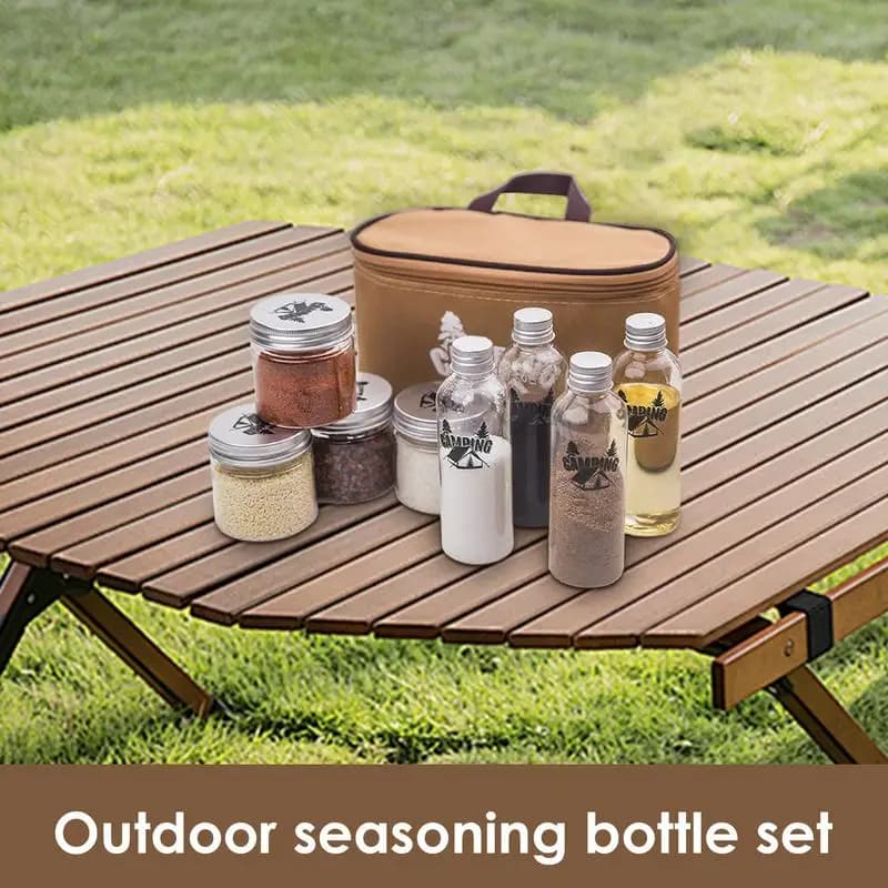 Set di contenitori per Shaker per spezie portatili forniture per Picnic da campeggio all'aperto Set da cucina per bottiglie di condimento per barbecue con borsa da viaggio