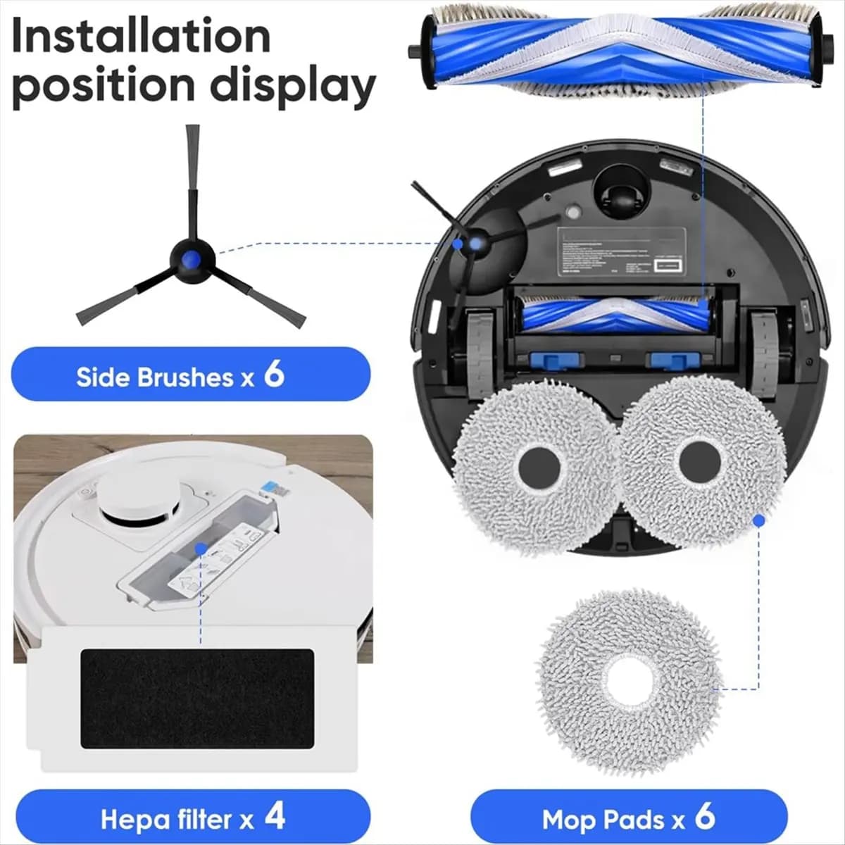 A92G New For T30S Robot Vacuum Cleaner Main Side Brush Hepa Filter Mop Cloth Dust Bags Replacement Parts