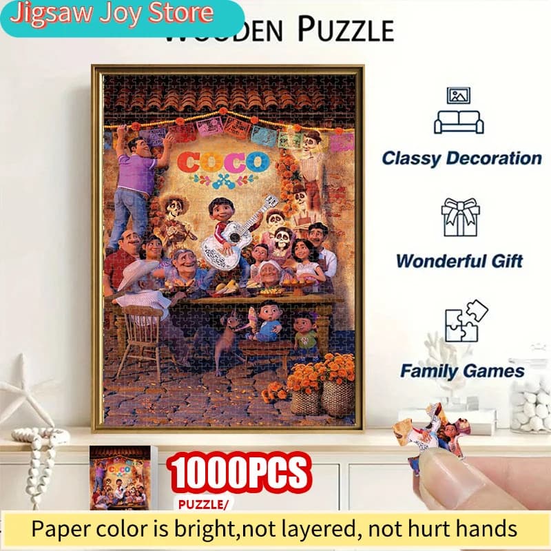 COCO 2017 ANIMATION MOVIE POSTER PREMIUM WALL ART PRINT SIZE 1000 pezzi Puzzle per la famiglia - 50,8x76,2 cm Stampa vivace, resistente