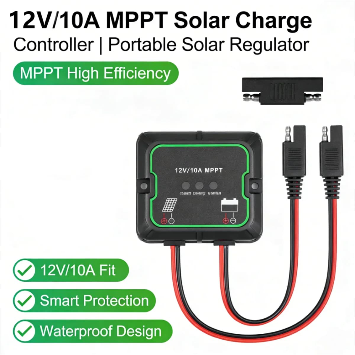 MPPT Solar Charge Controller 12V Waterproof Intelligent Portable Solar Panel Controller for AGM Gel Flooded and Lithium Battery
