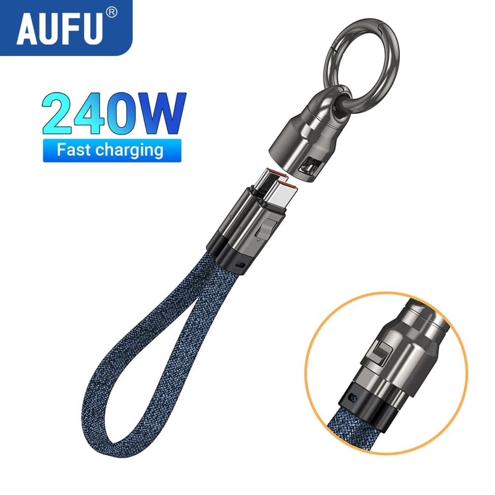 USB C short cable AUFU 240W 5A Quick charging cable from USB C to C woven charging cable Type C for iPhone Samsung Galaxy iPad MacBook