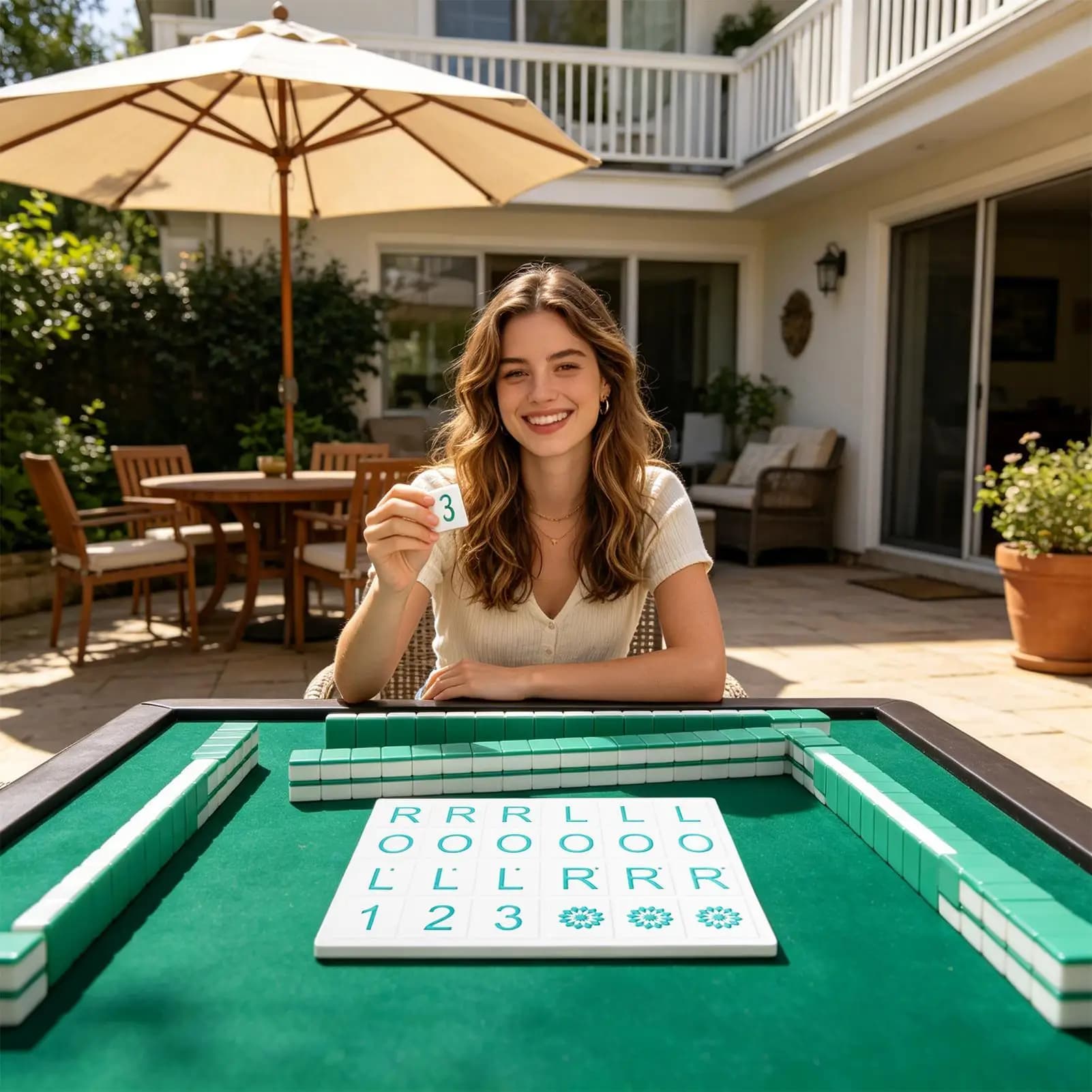 Set di Tessere per Mahjong da Viaggio, Tavola Singola per Pratica di Mahjong, Ideale per Feste in Piscina, Famiglie, Principianti, Compleanni, Casa