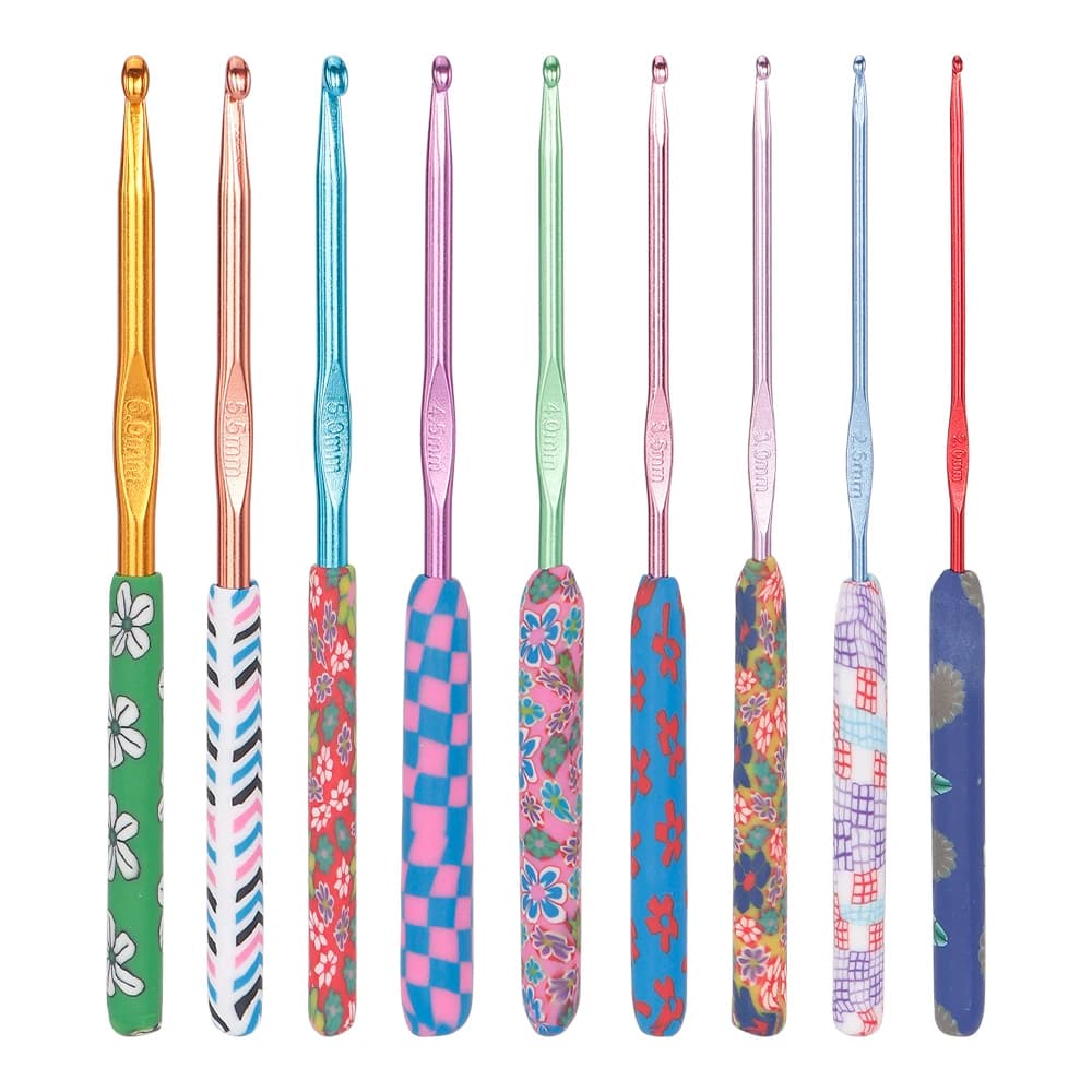 9pcs/set DIY knitting needles, flower color crochet hooks, single pointed weaving hook, hand crochet yarn thread sweaters tool