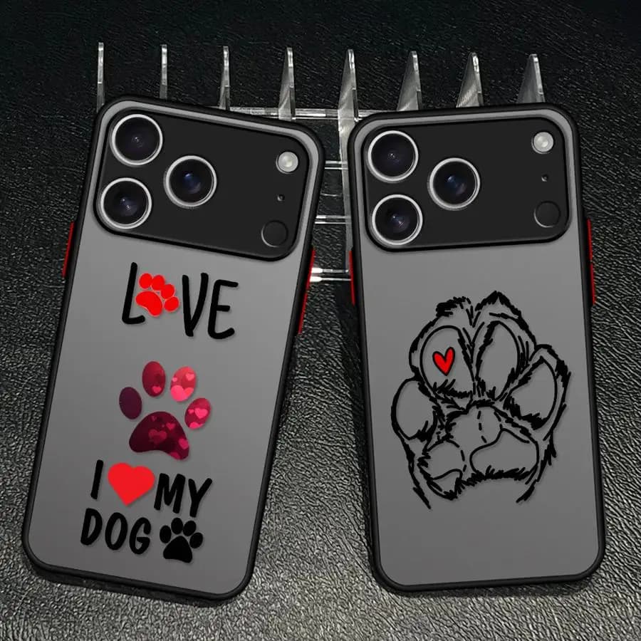 Cover per iPhone 17 Pro Max 15 14 16 Plus 17e Air 13 Mini 12 11 7 8 SE XS XR con Stampa Zampa di Cucciolo