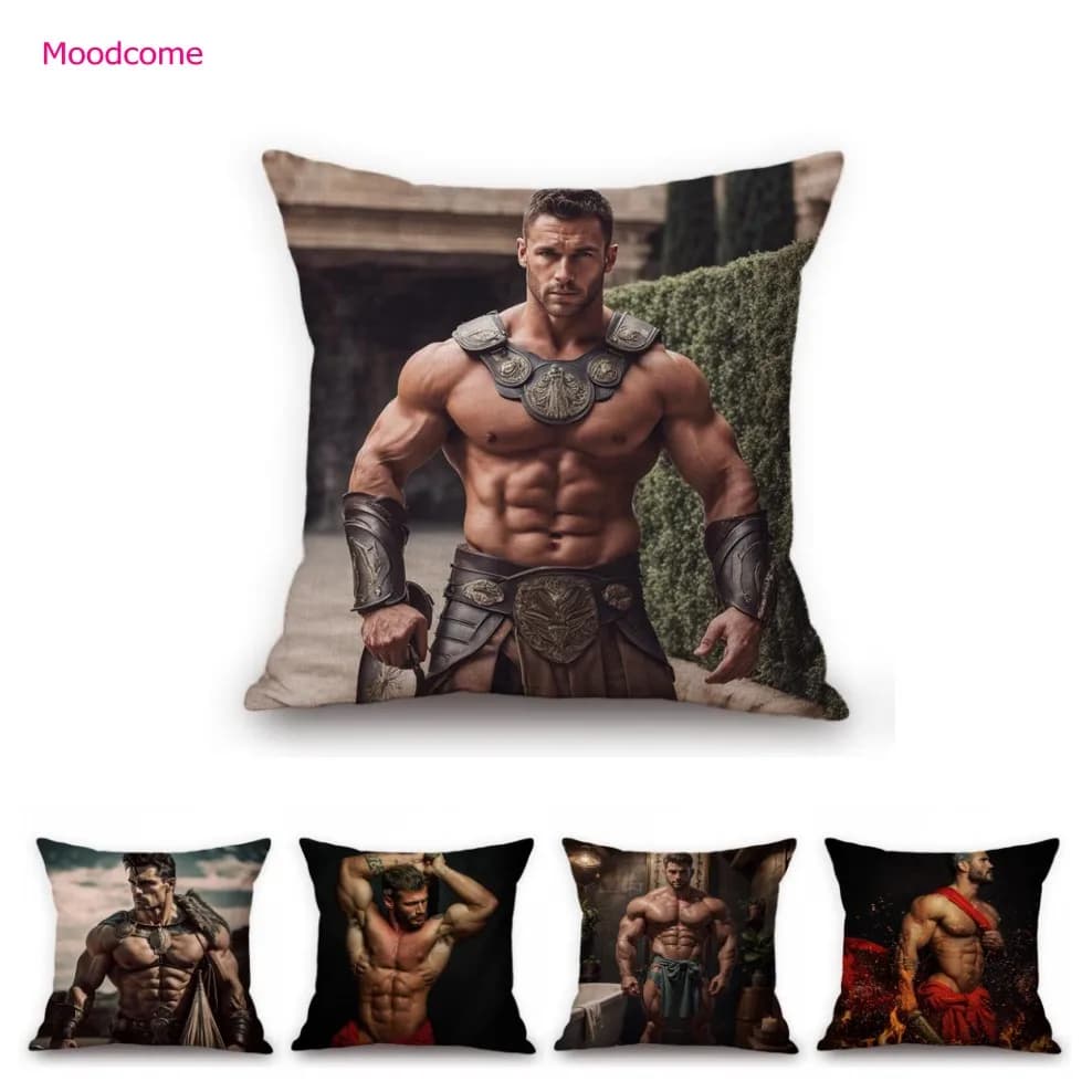 Sexy Hunk Jock uomo Gladitor modello maschile caldo Album muscolare fidanzato cotone lino decorazione della casa divano federa cuscino