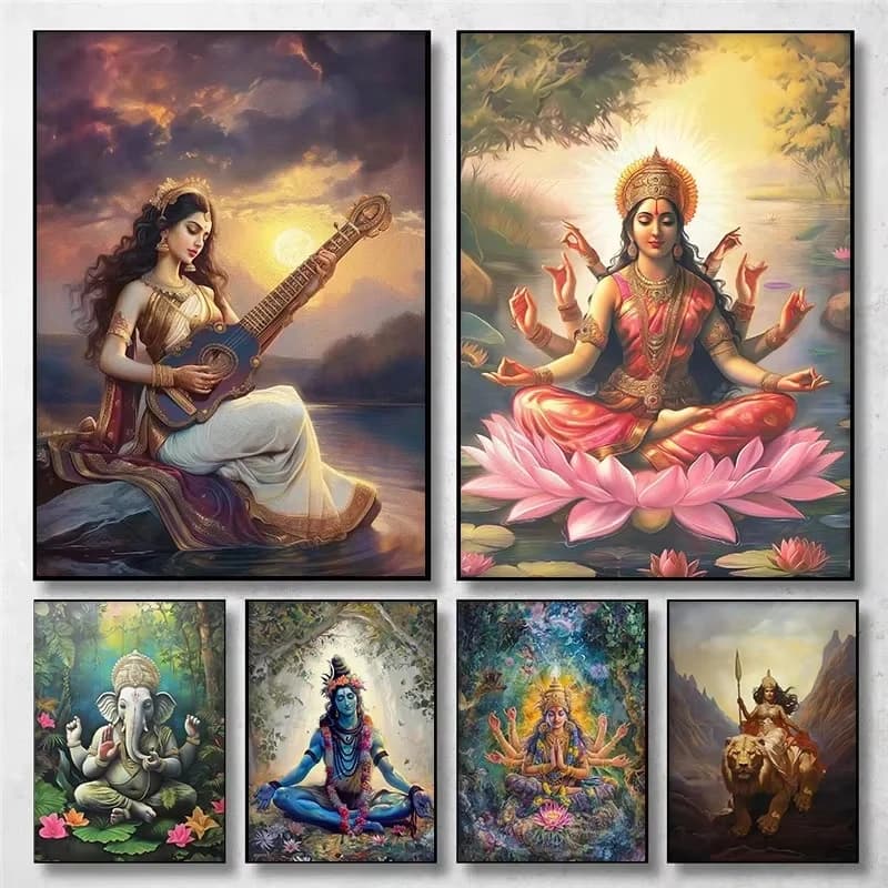Acrylic Paint By Numbers Indian Hindu Gods Lord Painting By Numbers on Canvas Coloring By Number for Adults Paint Digital Art