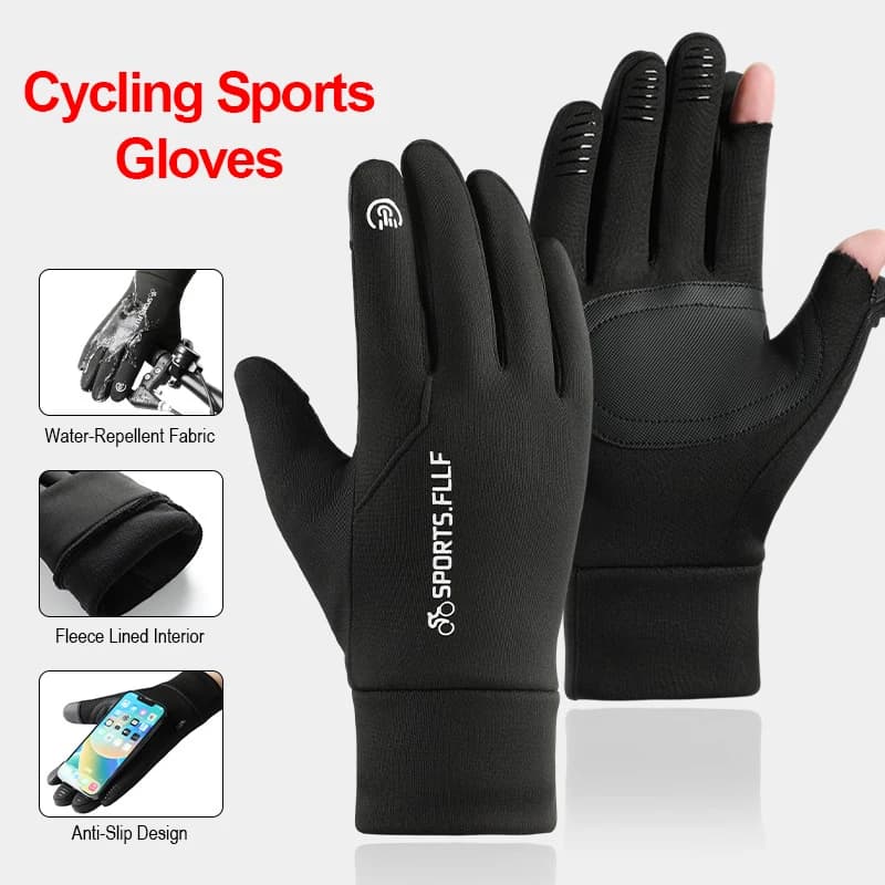 Guanti da ciclismo invernali da uomo Flip-Top Touchscreen in pile Guanti da moto antiscivolo Sport all'aria aperta Escursionismo Guanti idrorepellenti