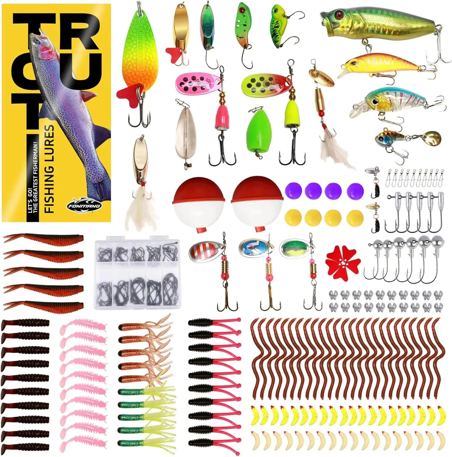 Set of 322 Fishing baits with Toolbox, Soft baits, Ami and Pesi for Bass Fishing