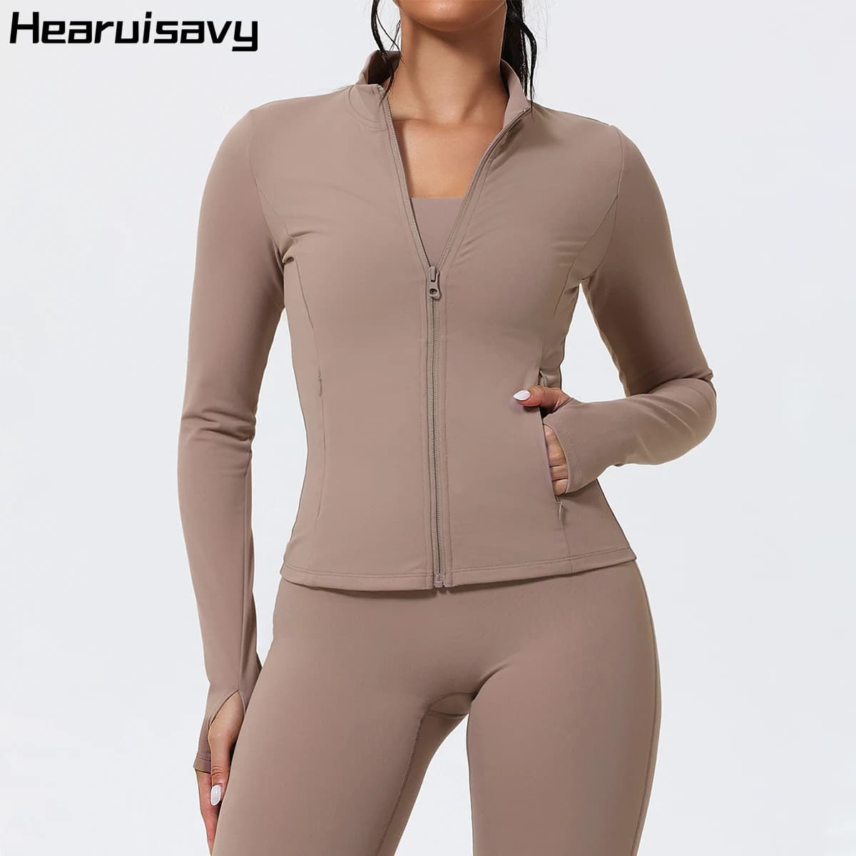 Lunghe Hearuisavy Sports Jacket, Windproof, Hot, Fitted, for Fitness, Gym, Pilates and Yoga, with Hinge, for Women