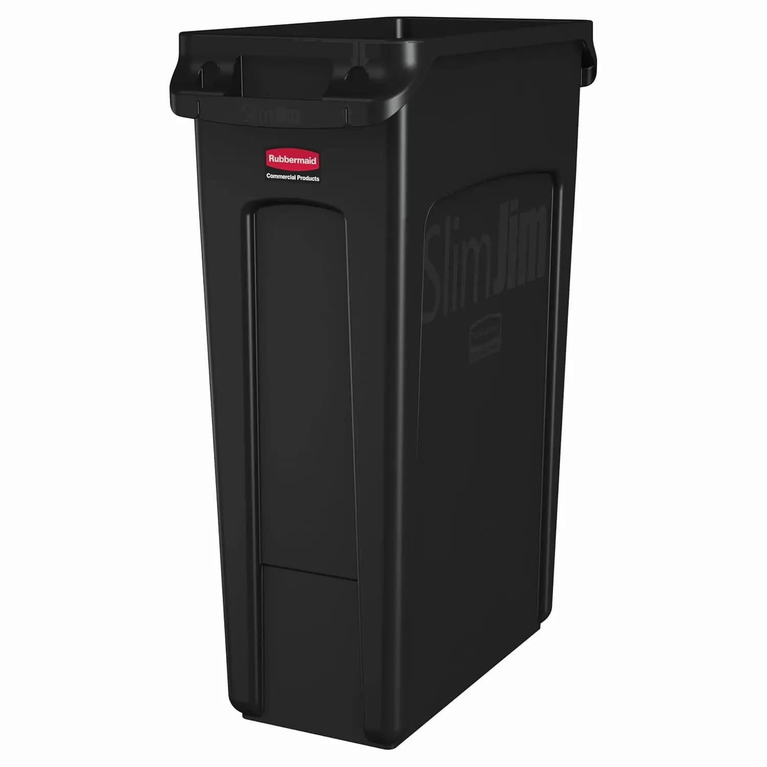 Bidone per Rifiuti/Immondizia in Plastica Rettangolare Rubbermaid Commercial Products Slim Jim con Canali di Ventilazione, 23 Galloni, Nero, per Cucina