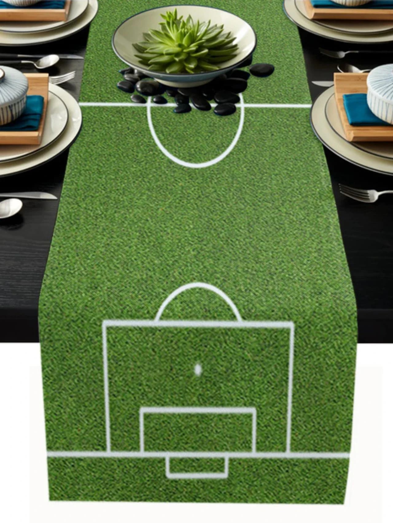 Runner da tavolo in lino per campo da calcio Decorazioni per la tavola da cucina Runner da tavolo da pranzo lavabili per fattoria Decorazioni per matrimoni per feste di festa