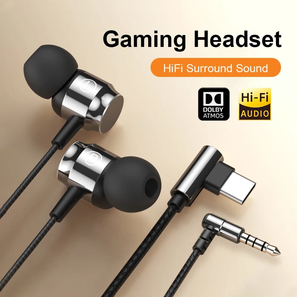 Wired gaming heads with digital chip Type C 3.5 mm HIFI heavy bass headphones for Samsung Galaxy iPhone 16 iPad Huawei Xiaomi
