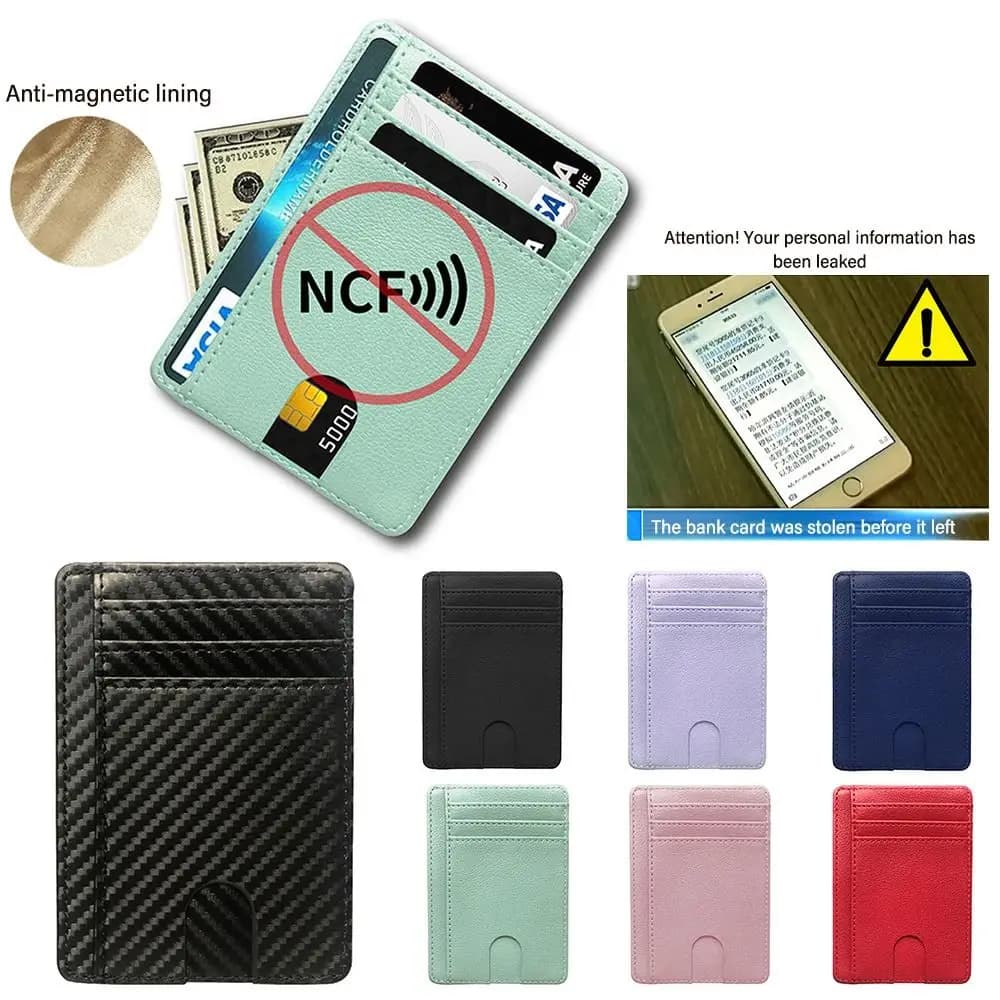 Anti Theft Mini Purse Money Case Cover Slim 8 Slot Leather Wallet RFID Blocking ID Card Holder