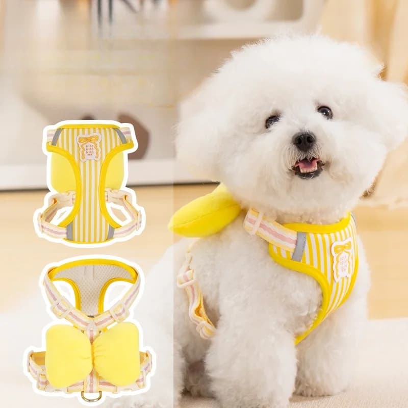 Dog Leash With Bowknot Harness Four Season Style For Dogs Anti Escape Neck Friendly Pet Walking Harness Traction Rope Accessory