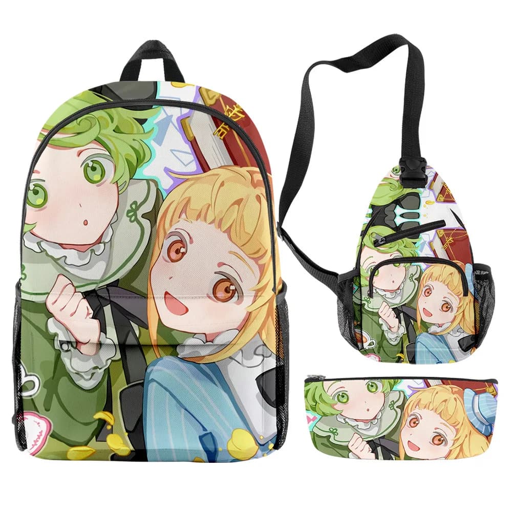 Cartoon Youthful Novelty Funny Lost Witch 3pcs/Set Backpack 3D Print Bookbag Laptop Daypack Backpacks Chest Bags Pencil Case
