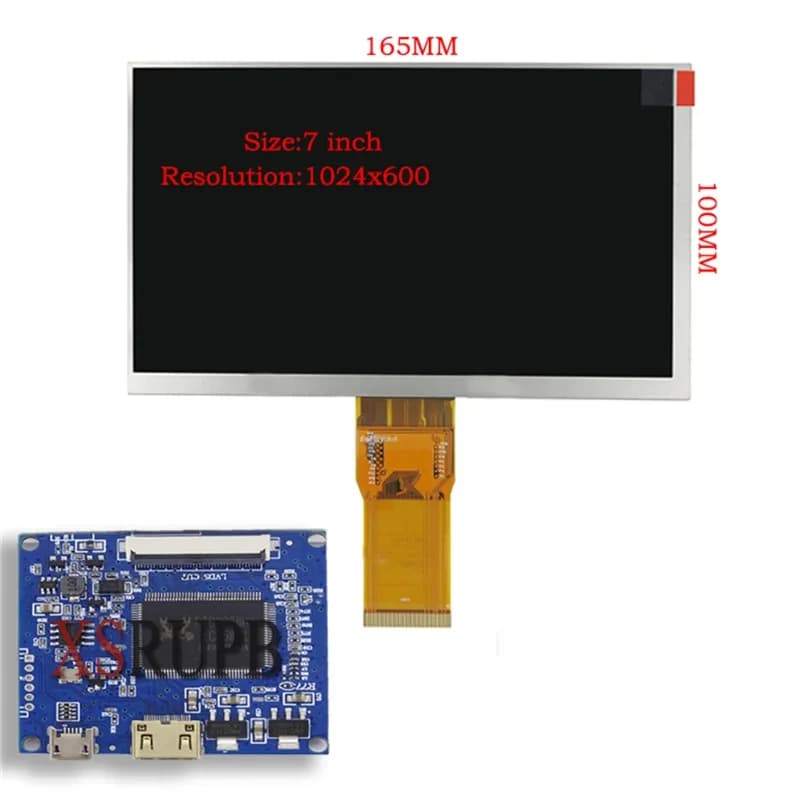 Scheda di controllo driver per monitor LCD con display da 7 pollici 1024*600, compatibile con Mini HDMI per Lattepanda, Raspberry Pi, Banana Pi PC