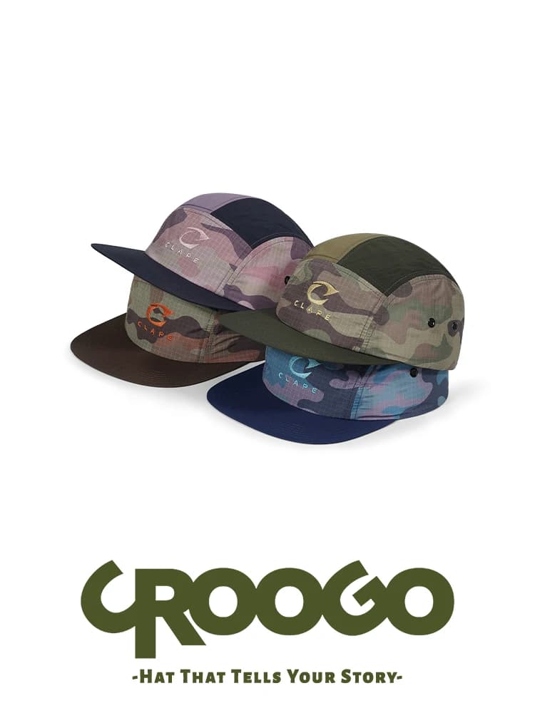 CROOGO Breathable Flat Brim Baseball Cap Outdoor Hiking Sun Protection Water Resistant Camouflage Bucket Hat Unisex Summer Cap