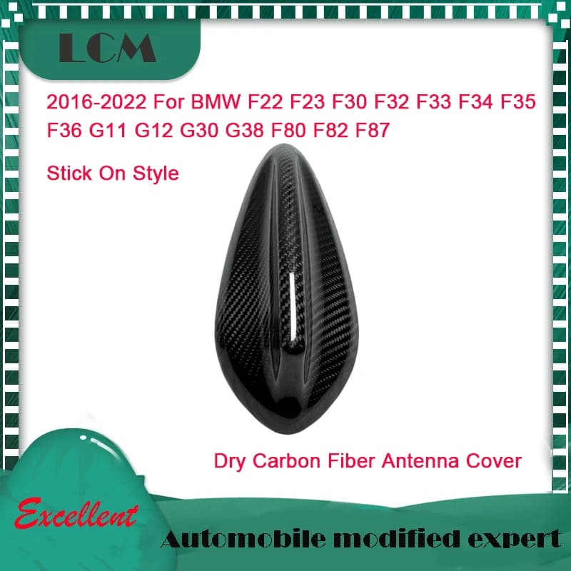 For BMW F22 F23 F30 F32 F33 F34 F35 F36 G11 G12 G30 G38 F80 F82 F87 16-22 Stick On Shark Fin Shape Carbon Fiber Antenna Cover