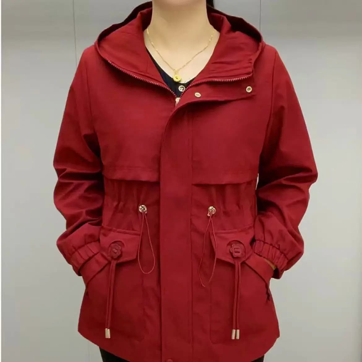 Giacca a vento oversize da donna alla moda Primavera Autunno 2026, giacca con cappuccio stile workwear