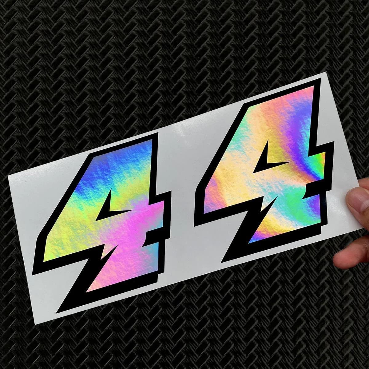 2 Pcs Holographic Racing Numbers 0-9 Stickers, Rainbow Gradient, Waterproof, for Car Motorcycle Helmet