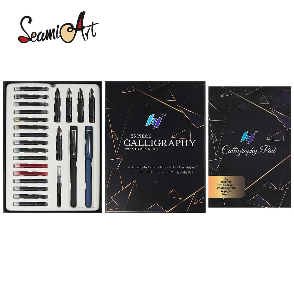 SeamiArt 25pcs Calligraphy Premium Pen set with Practice Pad School Gift set Art Drawing Supplies Writing Stationery