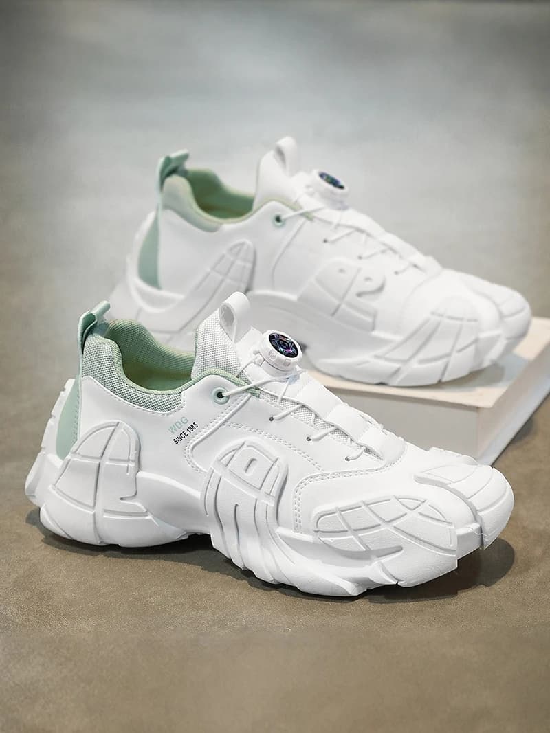 Men's Casual Sports Shoes Spring Autumn Thick Bottom Anti-slip Rotation Buckle Leisure Dad Shoes Easy Wear Net Lined Fashionable