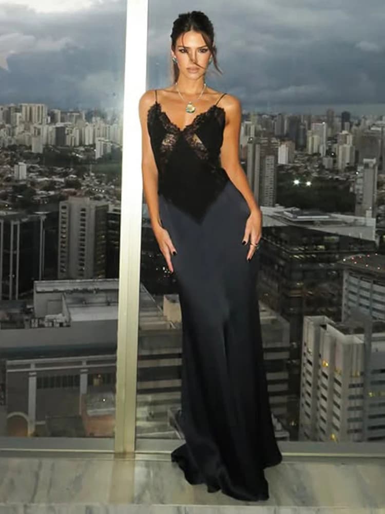 Nibber Prom Party Lace Patchwork Sling Abiti Donna Collo basso Backless Skinny Vita alta Robe Midnight Elegante Moda Abiti
