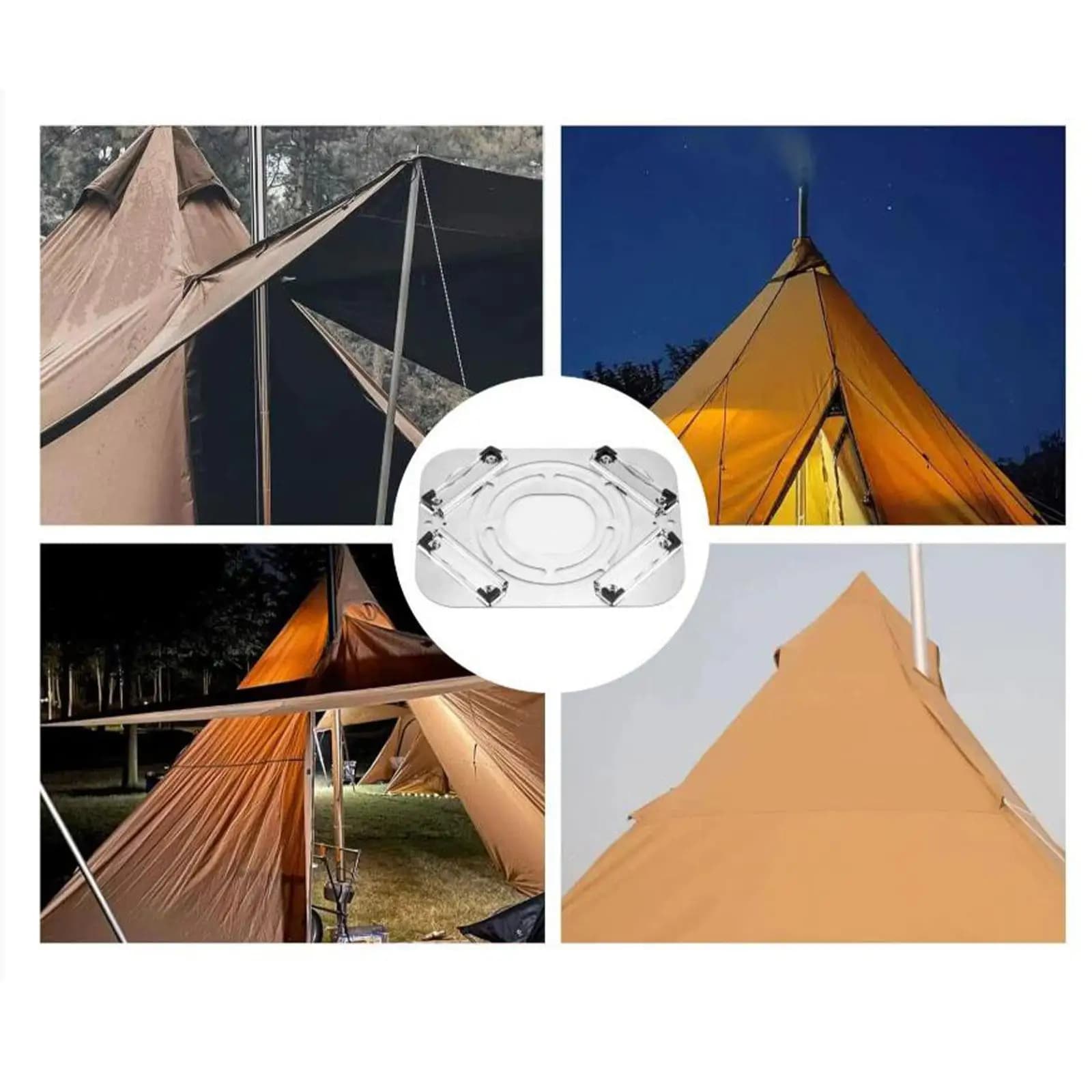 Tent Stove Jack, with Carry Bag Easy to Use No Punching Stove Chimney Anti Scalding Cover Tent Protection for Camping, Sheds,