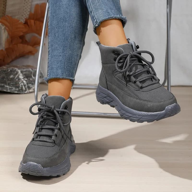 Scarpe da trekking antiscivolo con decorazione casual con lacci solidi Donna 2025 Scarpe da ginnastica con fondo spesso con punta tonda autunnale Scarpe sportive con suola morbida