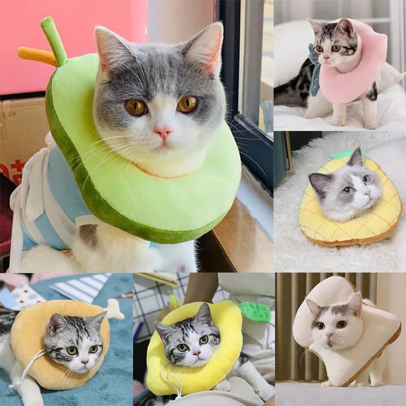 Collare Elisabettiano Morbido a Forma di Avocado in Cotone per Cani e Gatti, Regolabile, per Guarigione Ferite e Prevenzione Morsi