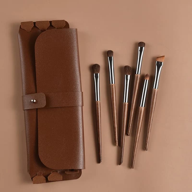 Set of shading brushes with 6-piece details, natural horsehair makeup brushes for lower eyelids / eye socket, suitable for precision travel