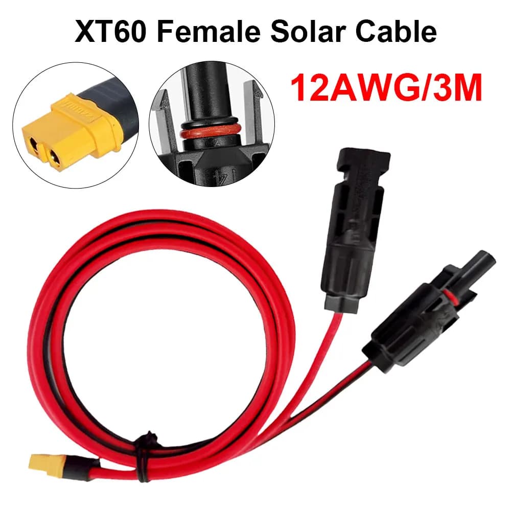 Cavo di ricarica solare 12AWG Adattatore femmina XT60 al cavo di prolunga del connettore del pannello solare per generatore solare della centrale elettrica portatile