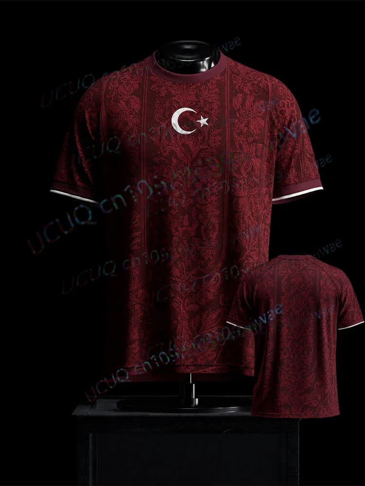 26-27 Turkey AY-YILDIZLILAR Vintage Floral Themed Football Jersey Women's And Men's Tshirt Breathable Quick-Dry Soccer Fans Tee