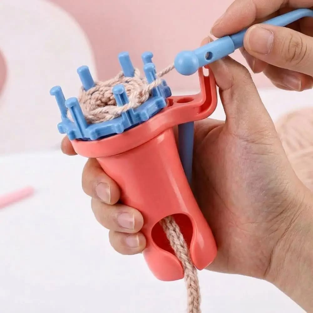 Plastic Spool Knitter Round Shape DIY Craft Weaving Lacing Machine Manual Changeable Heads Knit Spool Loom Bracelet Making