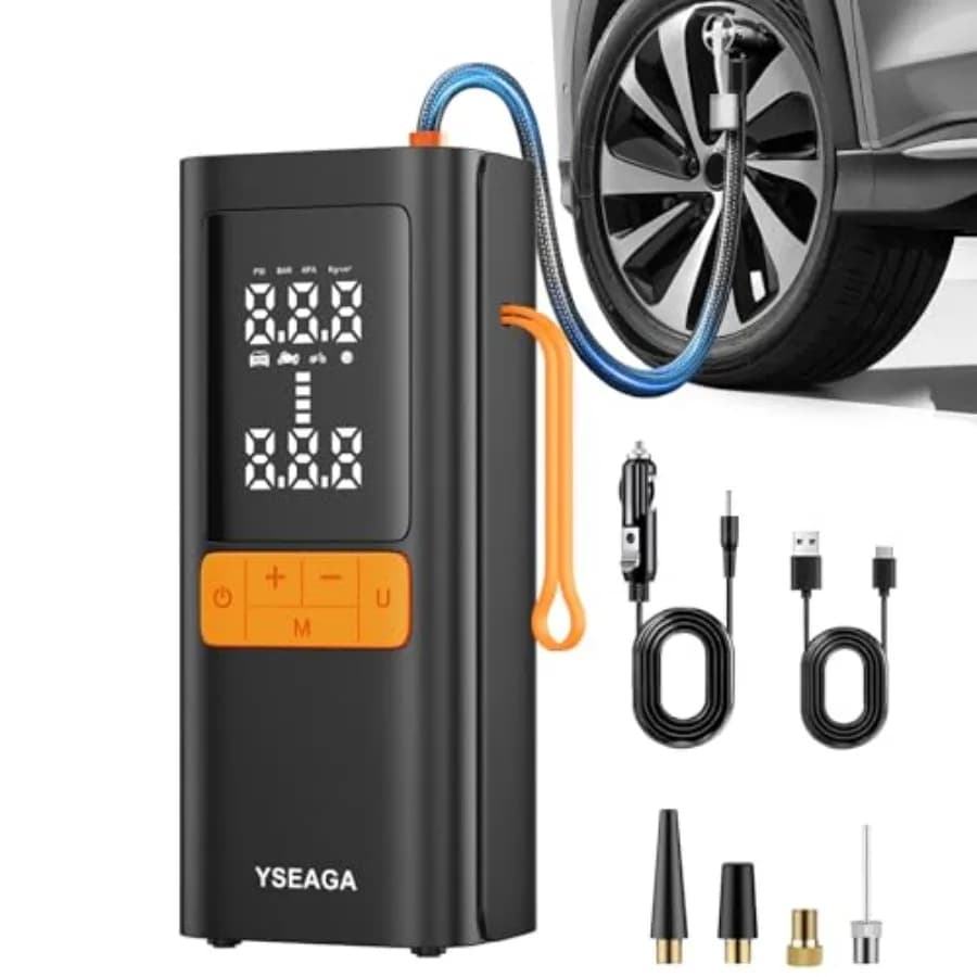 Compressore d'aria portatile per pneumatici, gonfiatore 5 volte più veloce, 150 PSI, pompa per pneumatici auto, per gonfiabili, 12V DC, gonfiatore wireless con display digitale