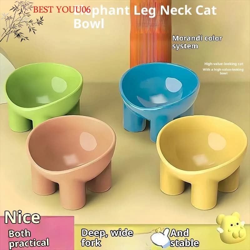 (YOUU06) Ciotola rialzata per gatti con supporto, in plastica resistente, per cibo e acqua, design moderno e ergonomico per il collo, per gatti e cani