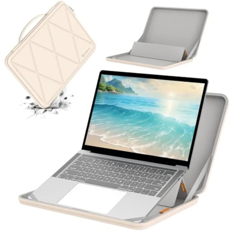 Custodia protettiva rigida in EVA MS89 con supporto compatibile con laptop Dell Pro 16 Plus PB16250 da 16 pollici, custodia impermeabile bianca