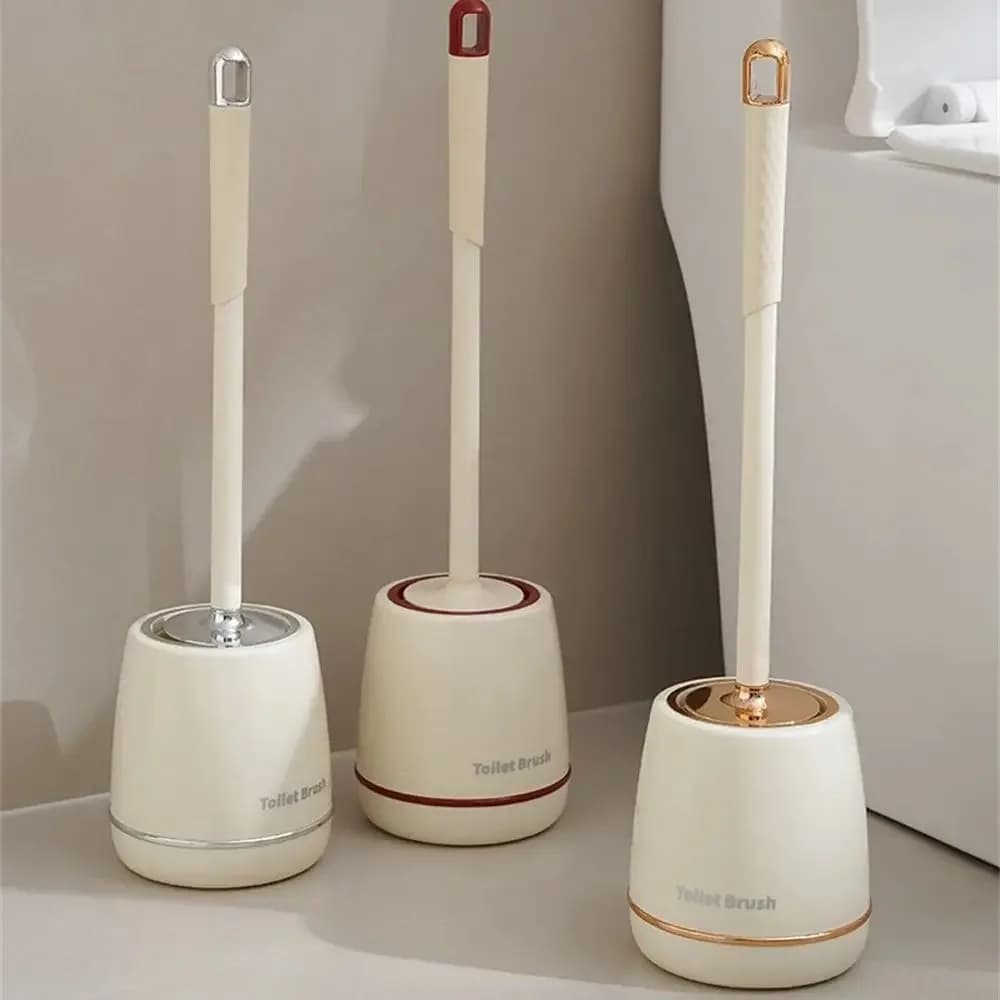 Spazzola per WC in Silicone con Manico Lungo Flessibile, Pulitore per Bagno ad Asciugatura Rapida con Supporto, Accessori per il Bagno