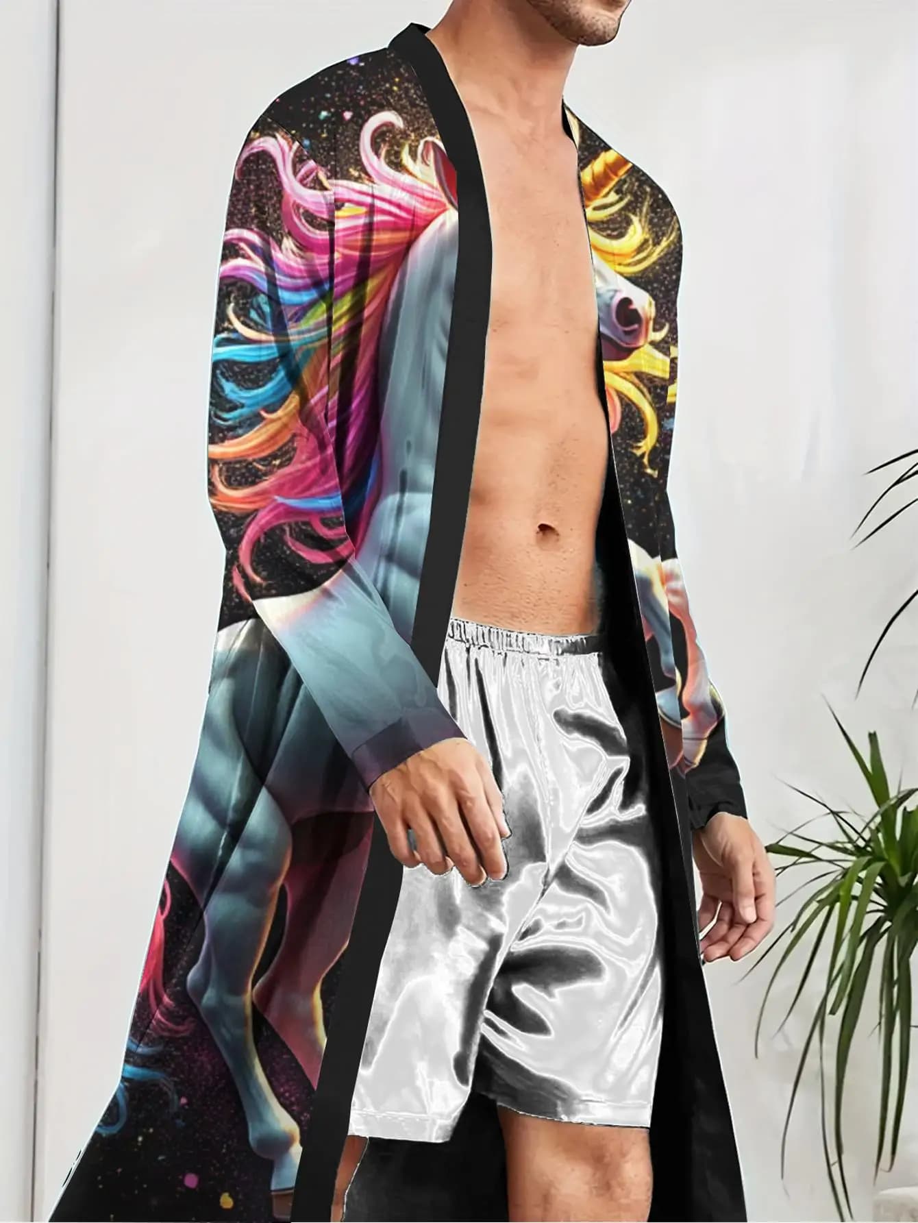 1 Pezzo Vestaglia da Uomo Primavera/Estate 2026, Accappatoio in Poliestere con Stampa 3D, Pigiama da Uomo, Vestaglia da Notte con Grafica per Uomo