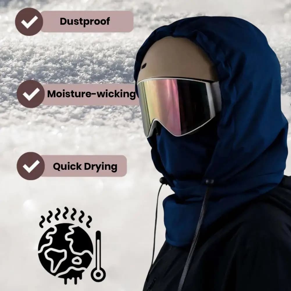 Copricapo da equitazione foderato in pile con occhiali 3 in 1 Cappuccio da sci a copertura totale Ciclismo Sci Copricapo caldo antivento Sciarpa a tubo per il collo