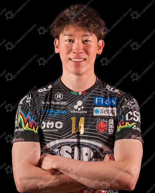 Men's Volleyball Knife 2025/26 Sir Susa Scai Perugia 14 Yuki Ishikawa, T-Shirt to Sleeves Court, Uniforms of Team, Fast drying, Top from Training