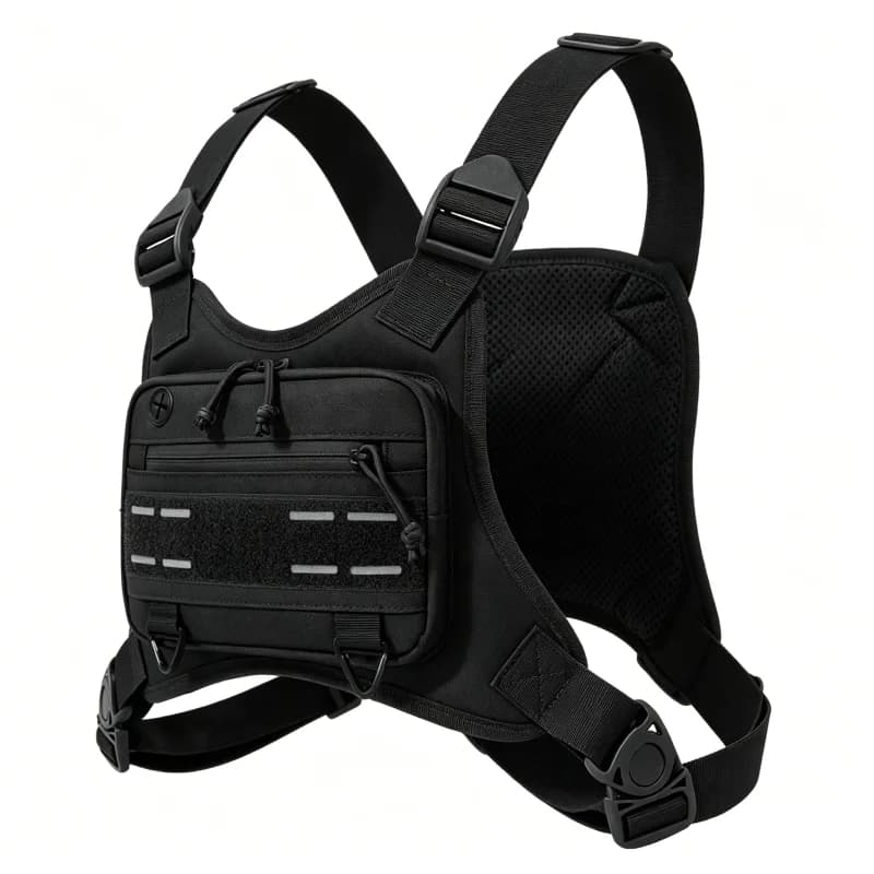 Tactical vest for camping and hunting, men's shoulder bag, reflective travel backpack for fishing and cycling, pouch