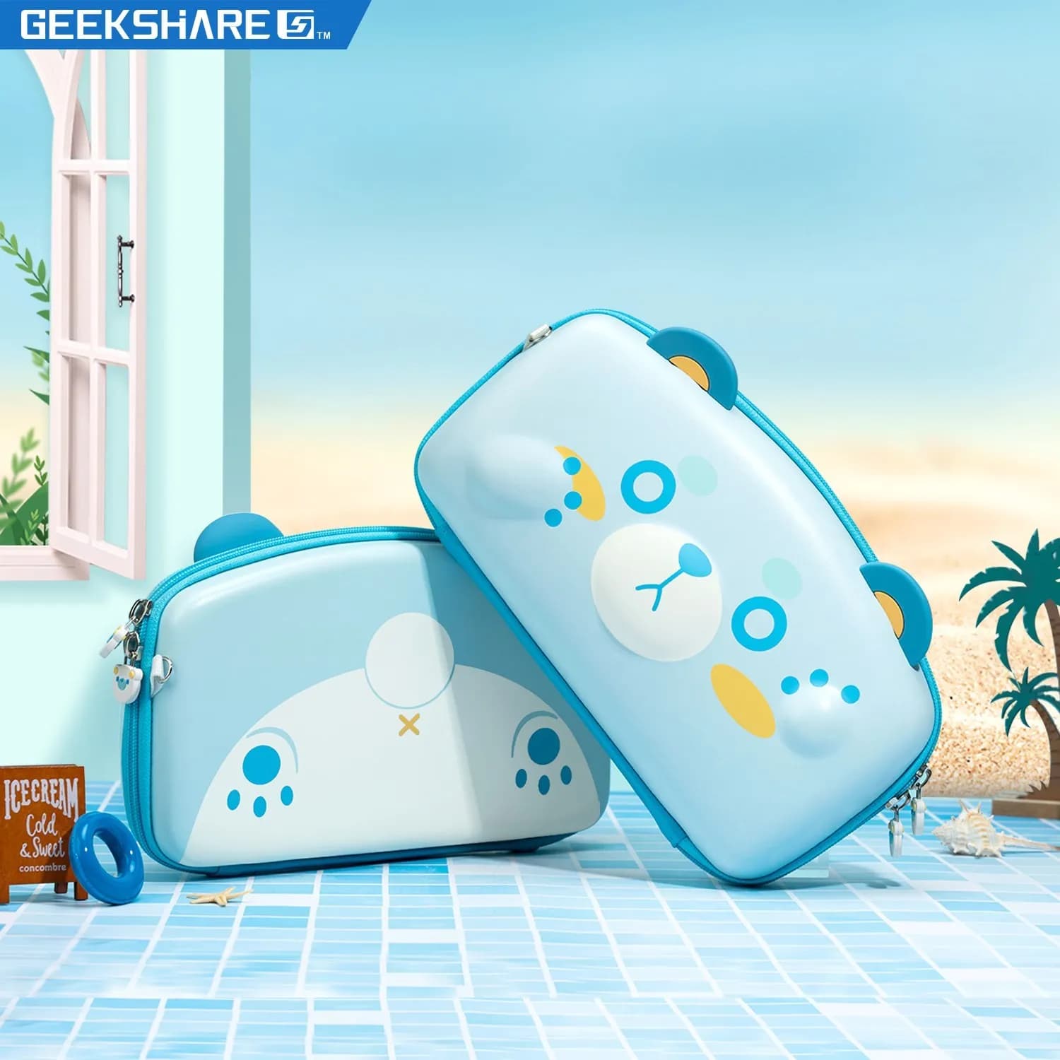 GeekShare Nintendo Switch custodia per il trasporto Kawaii Blue Bear Storage Bag per Nintendo Switch OLED NS Console accessori per giochi Joycon