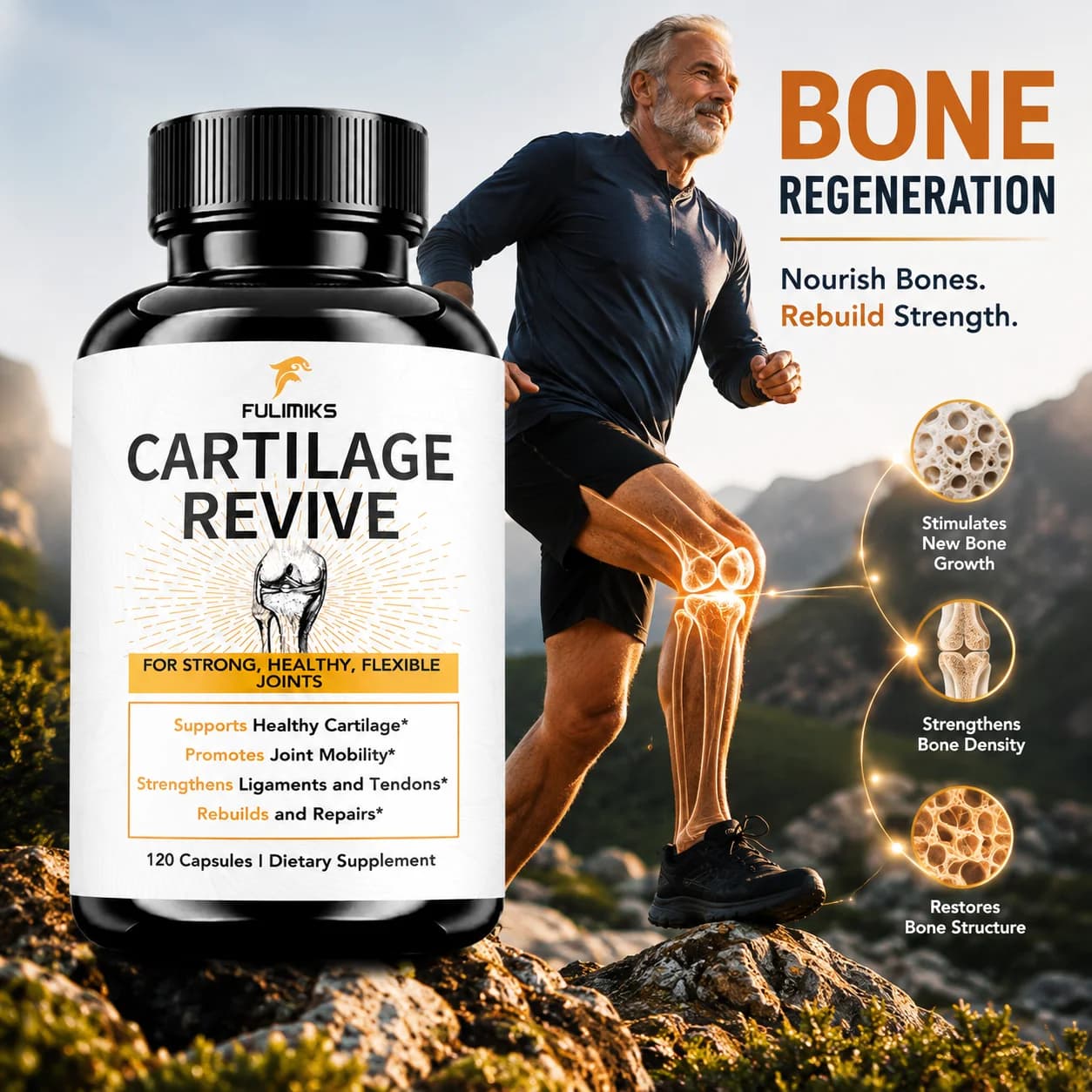 Cartilage Revive Supplement Support Joint Flexibility & Mobility Health, Nourish Cartilage Tissue, Ligament & Tendon Well‑being