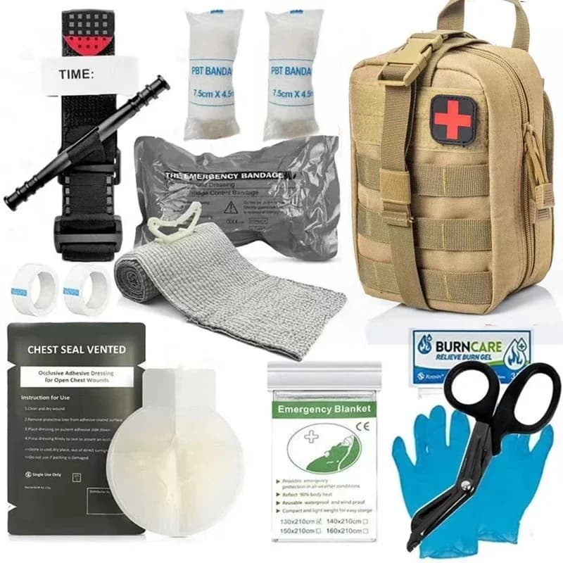Kit di pronto soccorso IFAK di emergenza con laccio emostatico Guarnizioni toraciche Benda per kit trauma per la cura del trattamento di emergenza