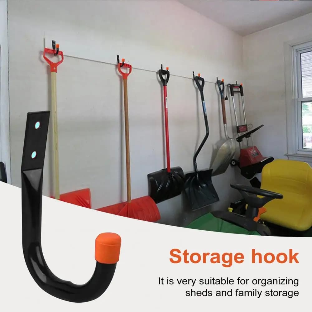 6 pieces J-shaped hook for wall mounting for hanging bike ladder gardening tools durable storage hook for garage iron covered