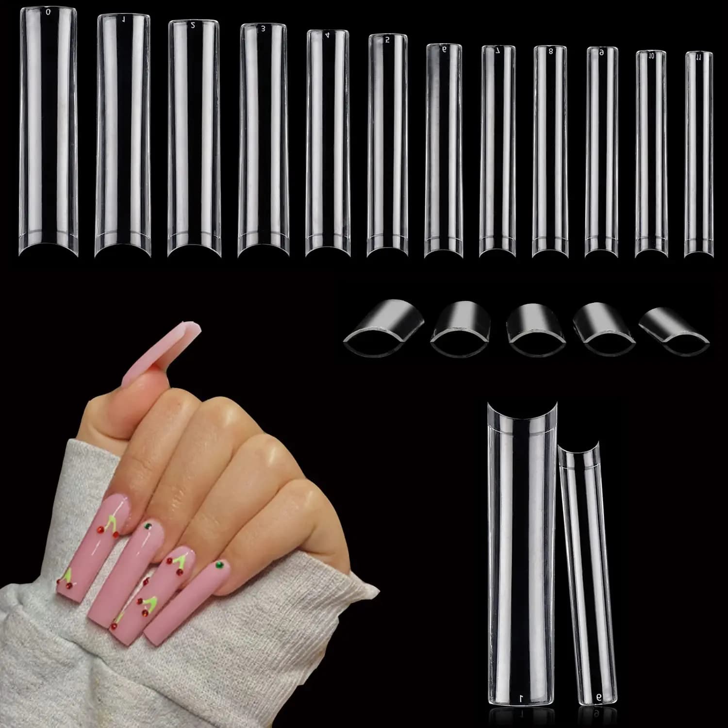 120 punte per unghie lunghe trasparenti a bara per saloni di unghie acriliche e nail art fai da te Prodotto semilavorato Colla di fango