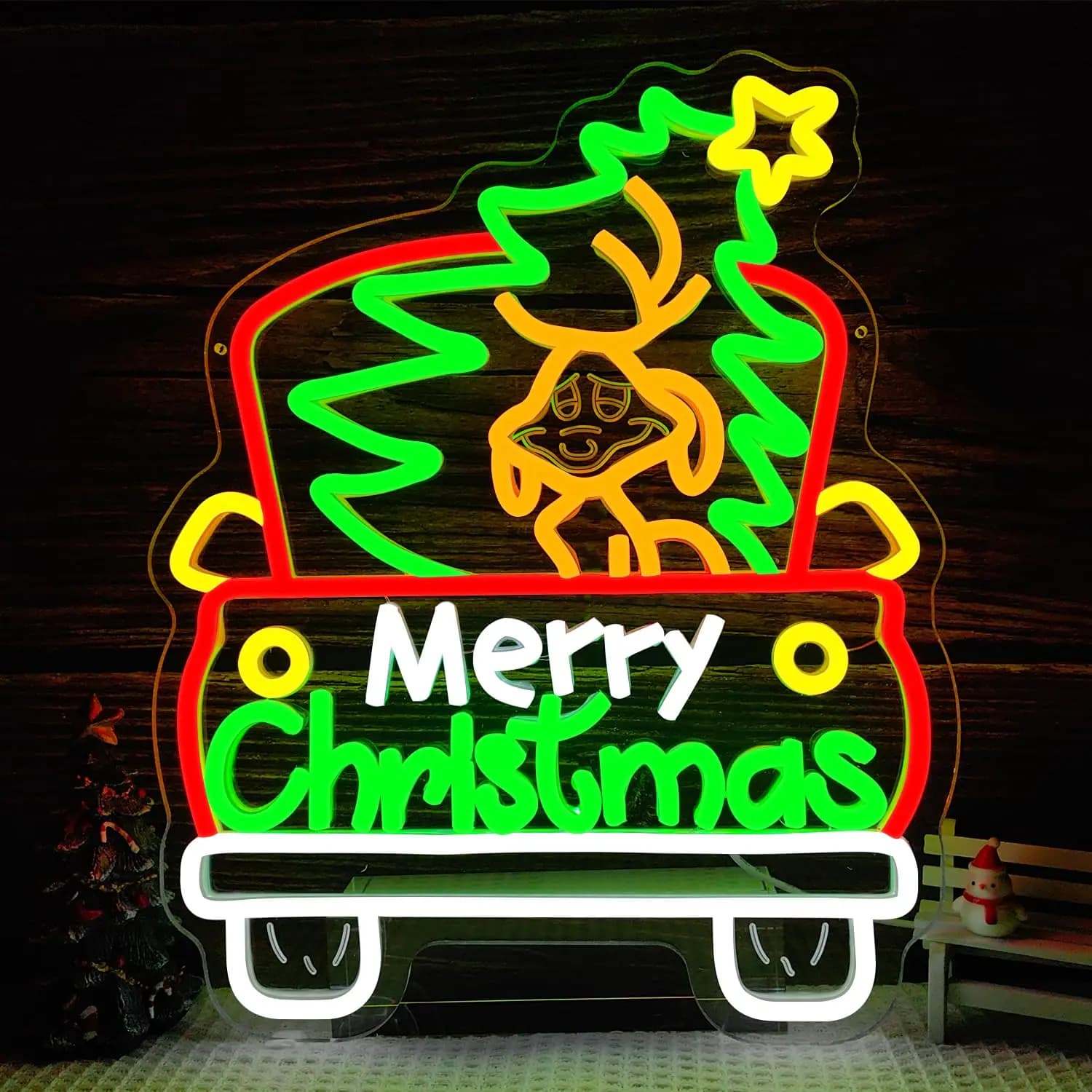 Insegna al neon di buon Natale per la decorazione della parete, dimmerabile, per camion di Natale, albero, insegna illuminata per feste, casa, camera da letto dei bambini, vacanze di Natale