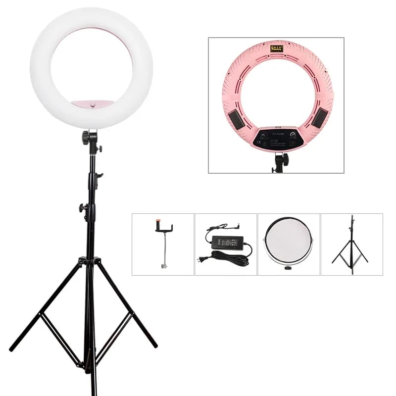Yidoblo Rosa FS-480II Luce ad Anello LED 18" 480 LED 5600K Dimmerabile per Fotografia/Video con Treppiede 200cm